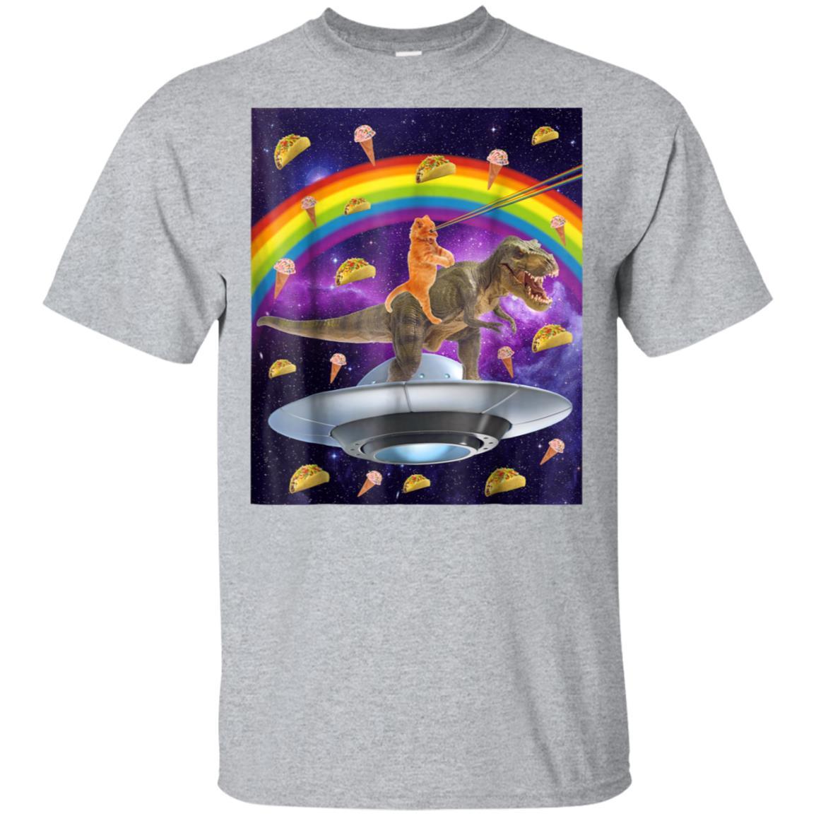 Taco Kitty Rainbow Laser Eye T-Rex Riding Space Cat Shirt