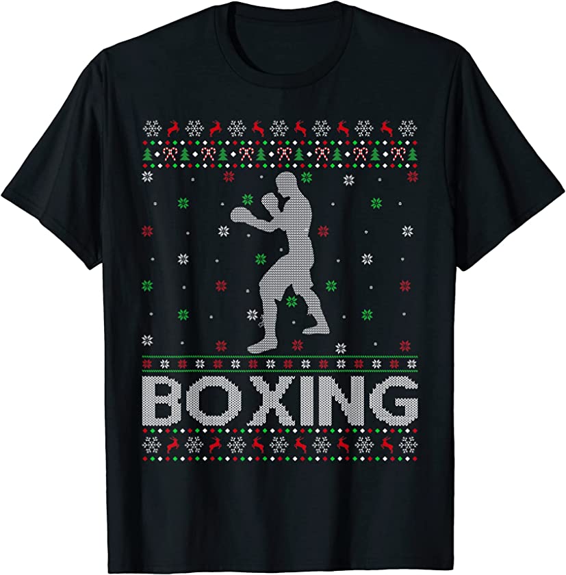 Ugly Christmas Sweater Style Boxing Xmas T-Shirt