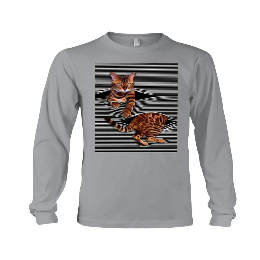 A Tiger Cat Break The Striped Window For Cat Lovers Unisex Long Sleeve