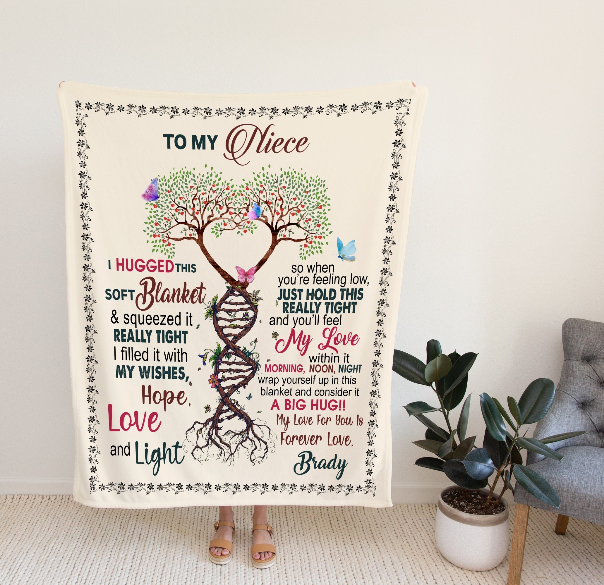 Personalized To My Niece Blanket From Aunt Auntie Uncle, Custom The Tree Of Life Blanket, Gift Ideas For Mom.