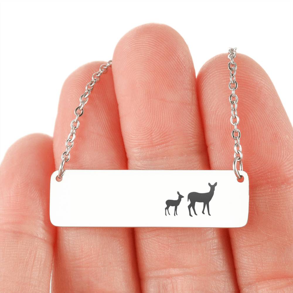 Personalized Mama Deer + 1 Fawn – Necklace