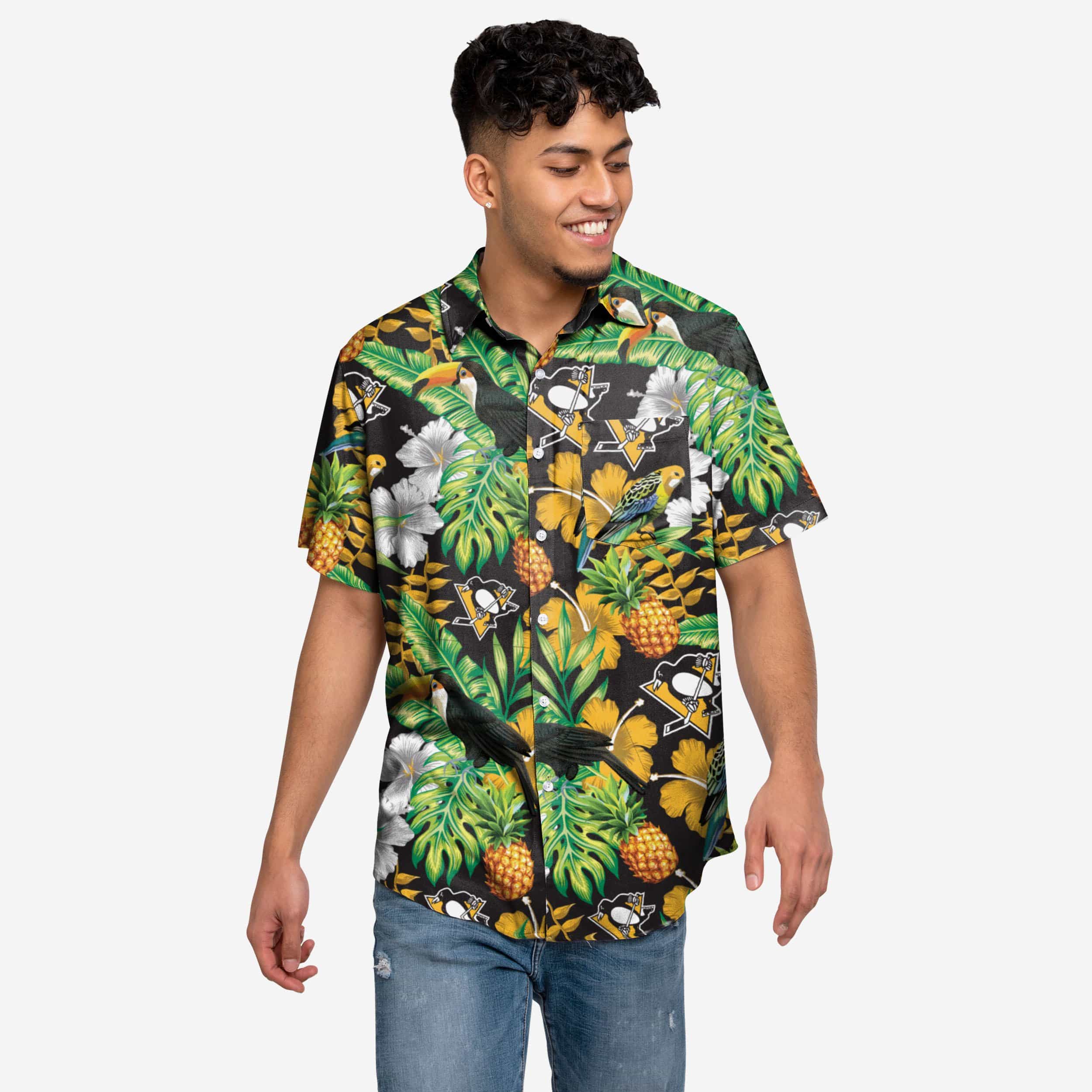 Pittsburgh Penguins Floral Button Up Shirt