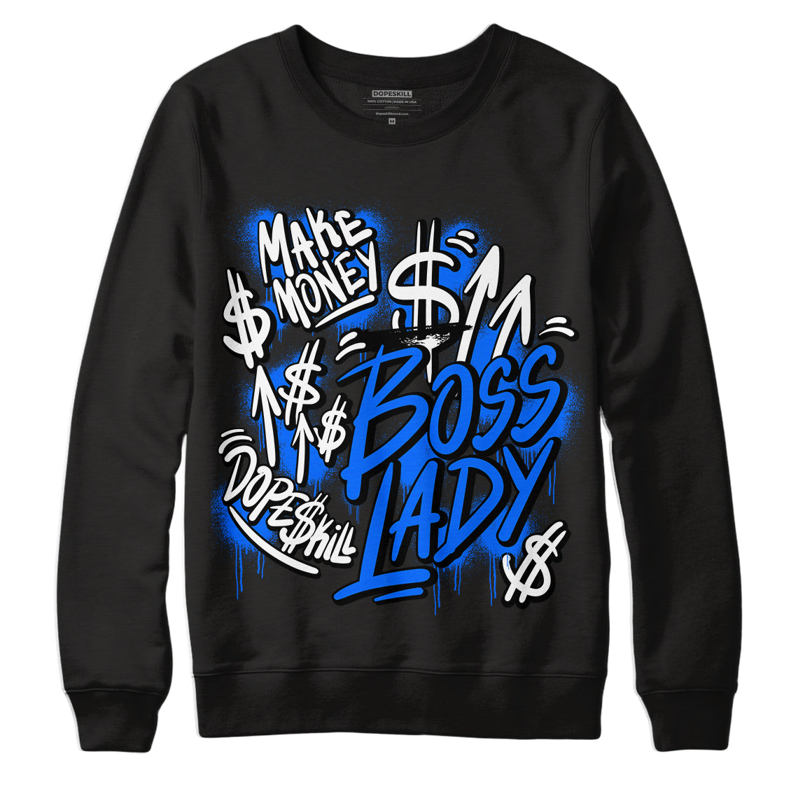 Yz 350 Boost V2 Dazzling Blue Dopeskill Sweatshirt Boss Lady Graphic