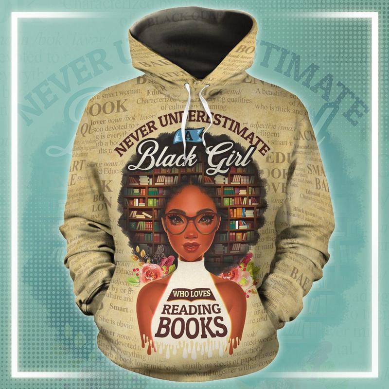 Unifinz Book Hoodie Never Underestimate A Black Girl Who Loves Reading Book Hoodie 2022