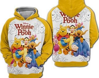 Winnie The Pooh Full Printing Hoodie, Pooh All Over Printed Hoodie,Pooh And Piglet Hoodie, Love Pooh Sweater 3D, Pooh Lovers Gift NG 3D All Over Print best gift personalized