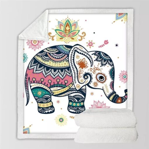 Rainbow Elephant Throw Soft Cozy Lightweight Premium Blanket