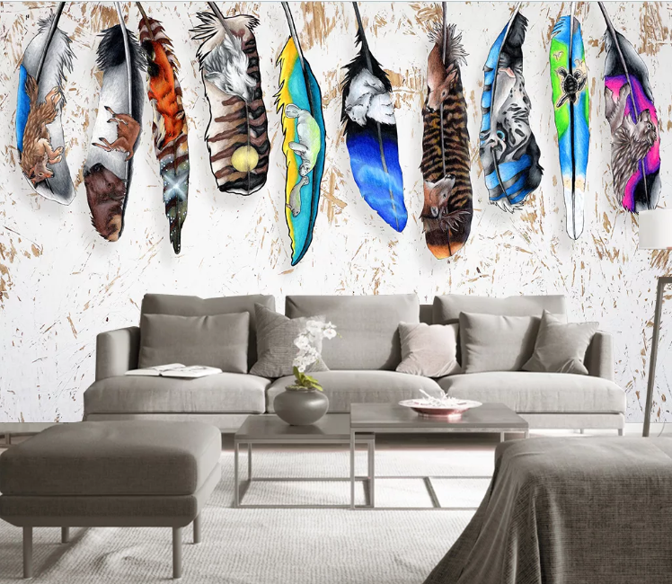 3D Animal Feather Wall Mural Wallpaper Sf193