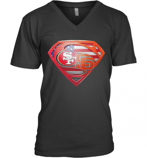 Superman San Francisco 49Ers And San Francisco Giants V-Neck T-Shirt