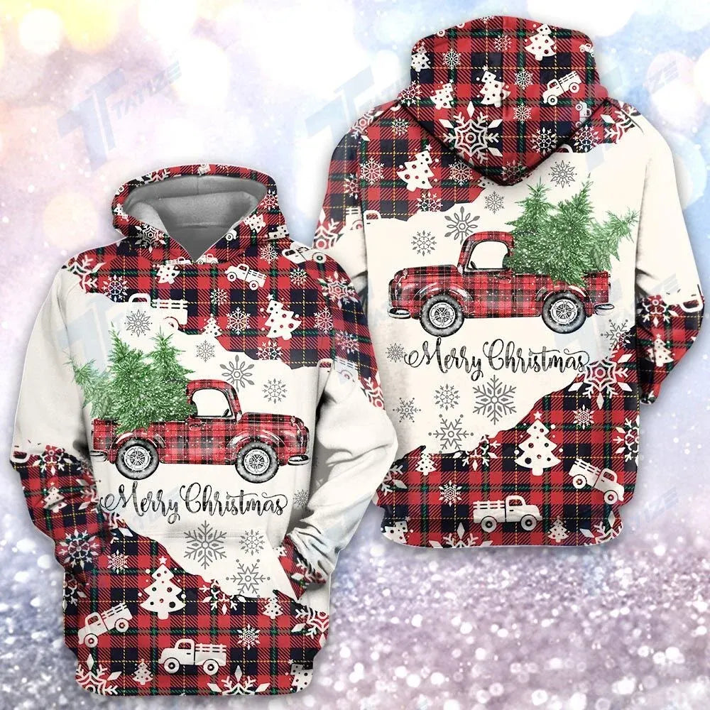 Truck Christmas Hoodie 3D All Over Print  Xmas Car Hoodie Christmas Gift For Nana Mom