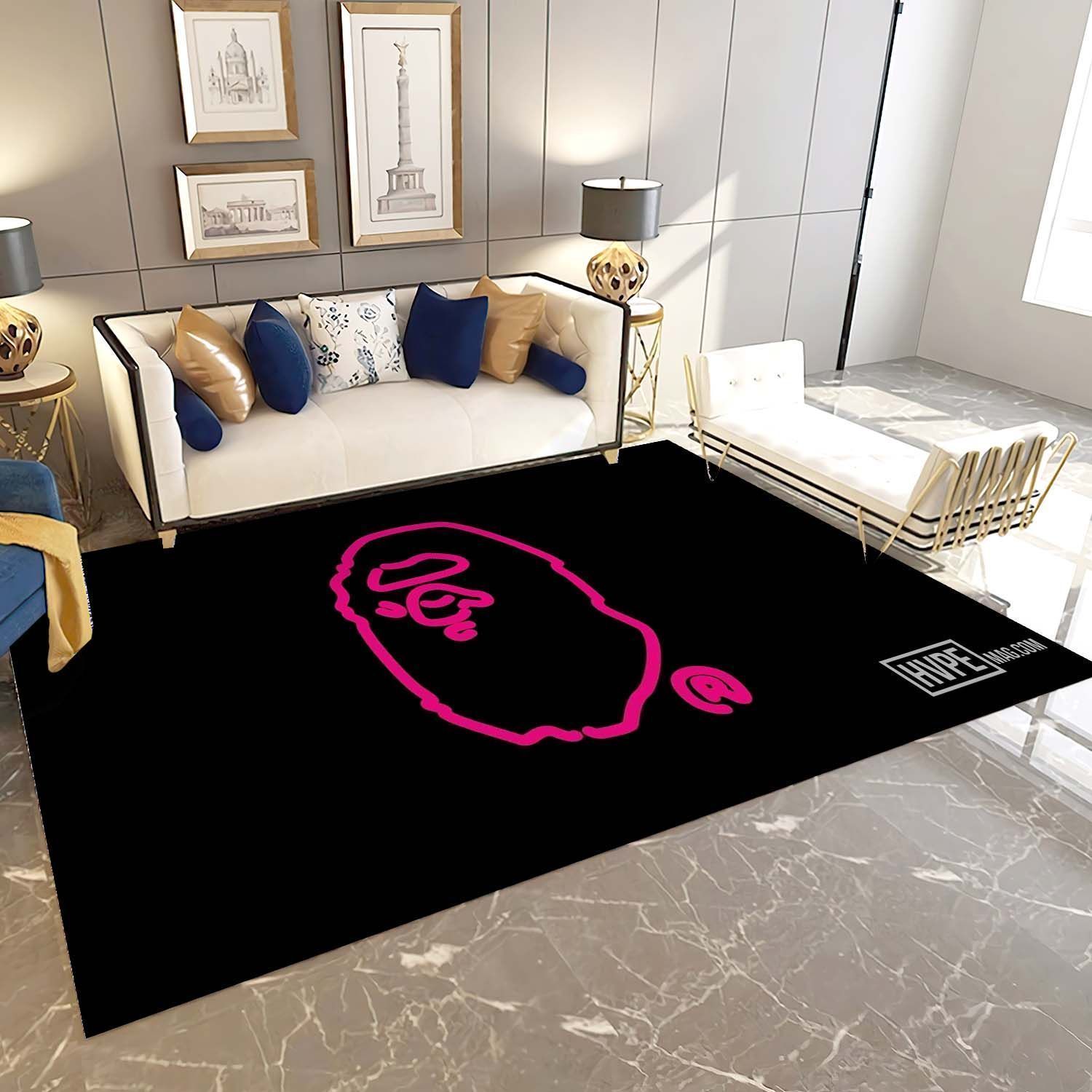 BAPE Logo Inspired Area Rug, Hypebeast Living Room Carpet, Fashion Brand Floor Mat Home Decor