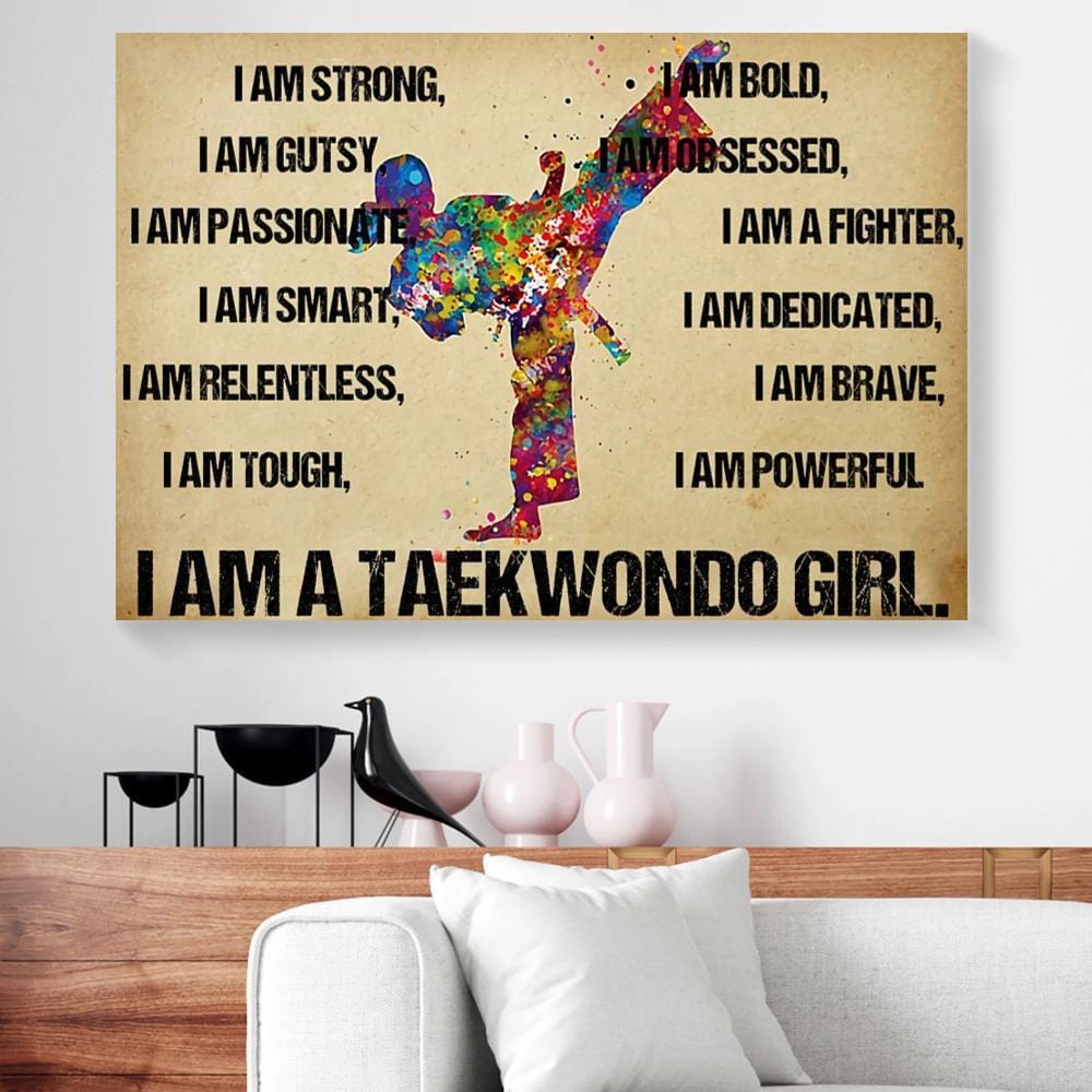 Canvas Artwork I Am Strong I Am A Taekwondo Girl Horizontal Canvas Wall Art Pretty Home Decor Canvas