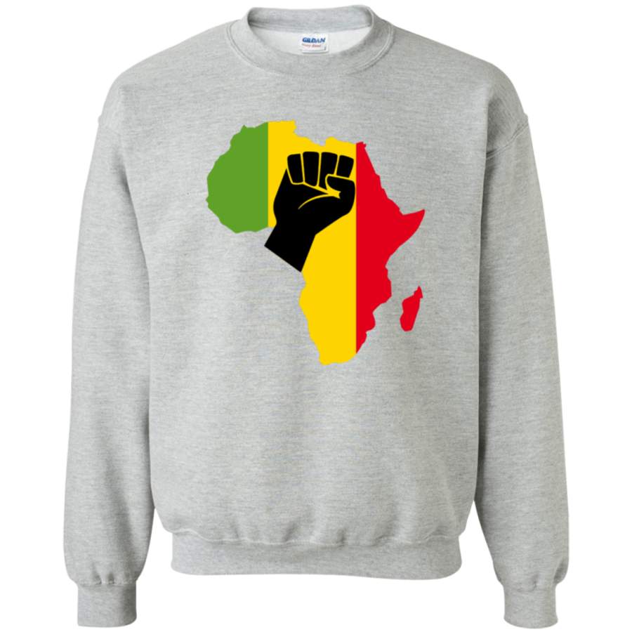 AGR Africa Black Power Africa Map Fist African Crewneck Pullover Sweatshirt