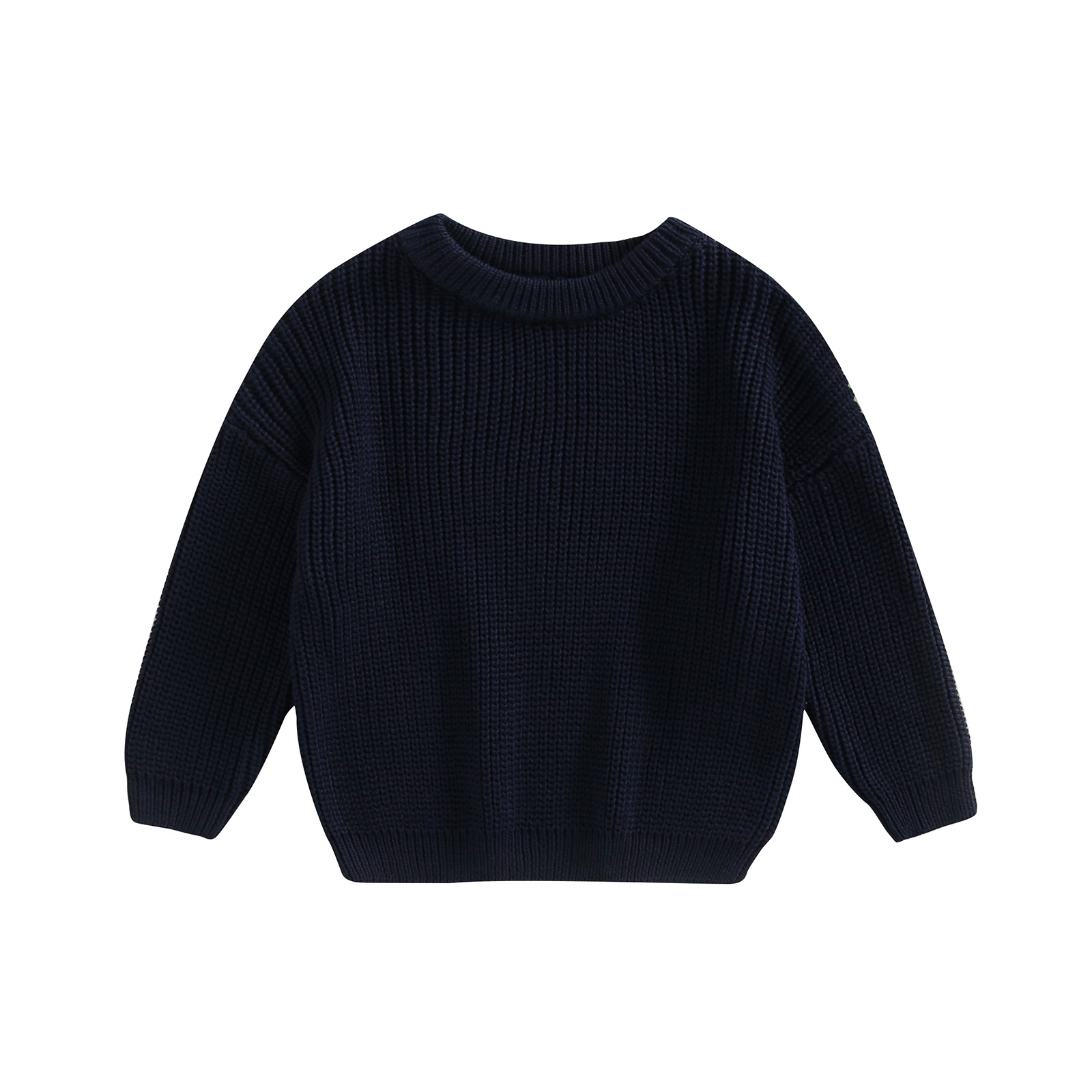 Toddler Kids Baby Girls Boys Round Neck Sweaters, Long Sleeve Solid Color Loose Knitted Pullovers 0-5T alx