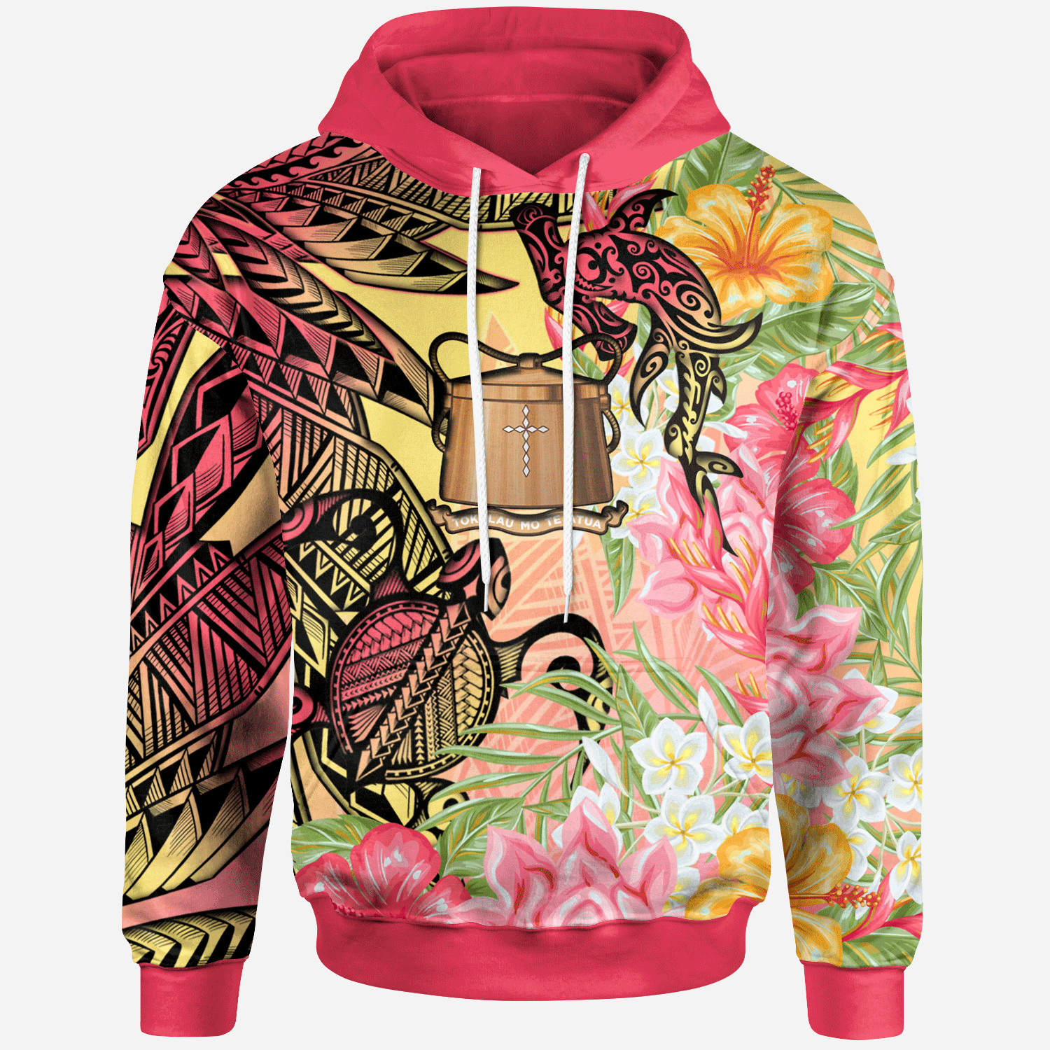 Tokelau Hoodie – Flowers Tropical With Sea Animals – BN01