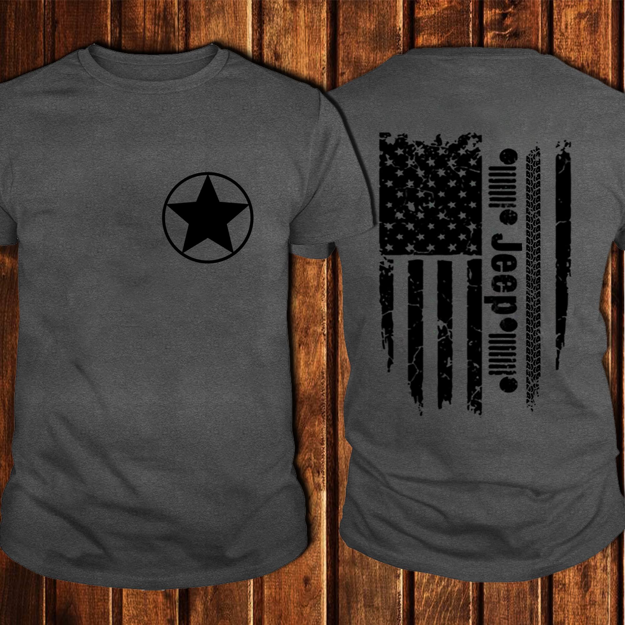 American Flag Jeep Star Grey Unisex T-Shirt