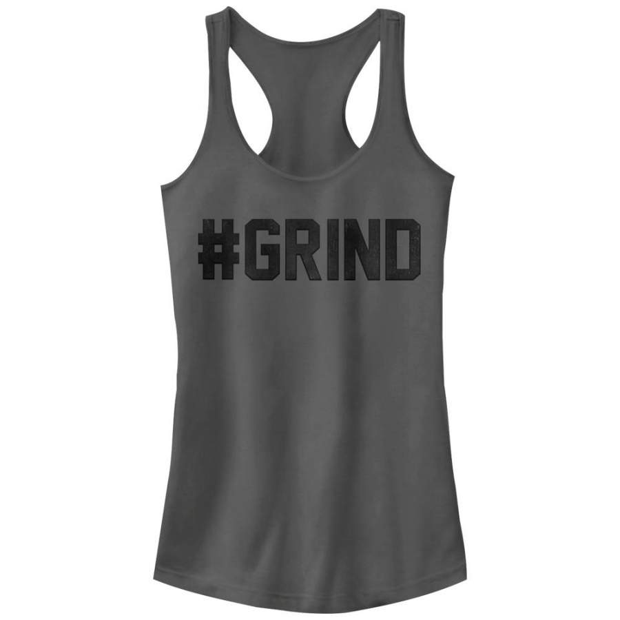 CHIN UP Junior’s Hashtag Grind  Racerback Tank Charcoal