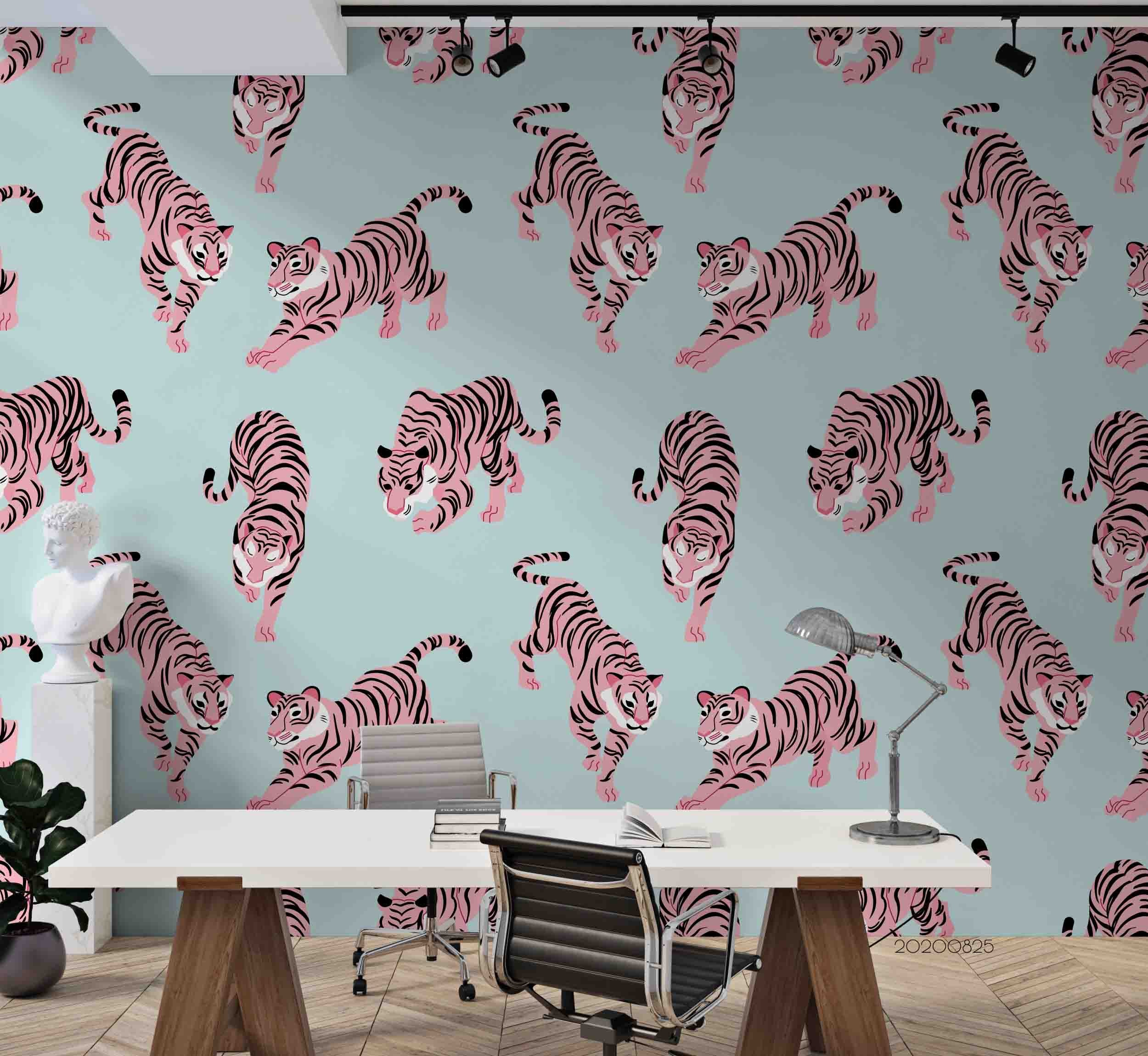 3D Hand Drawn Animal Tiger Wall Mural Wallpaper Lqh 100