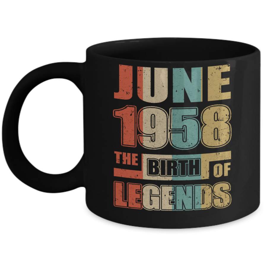 Vintage Retro June 1958 Birth Of Legends 62th Birthday Mug