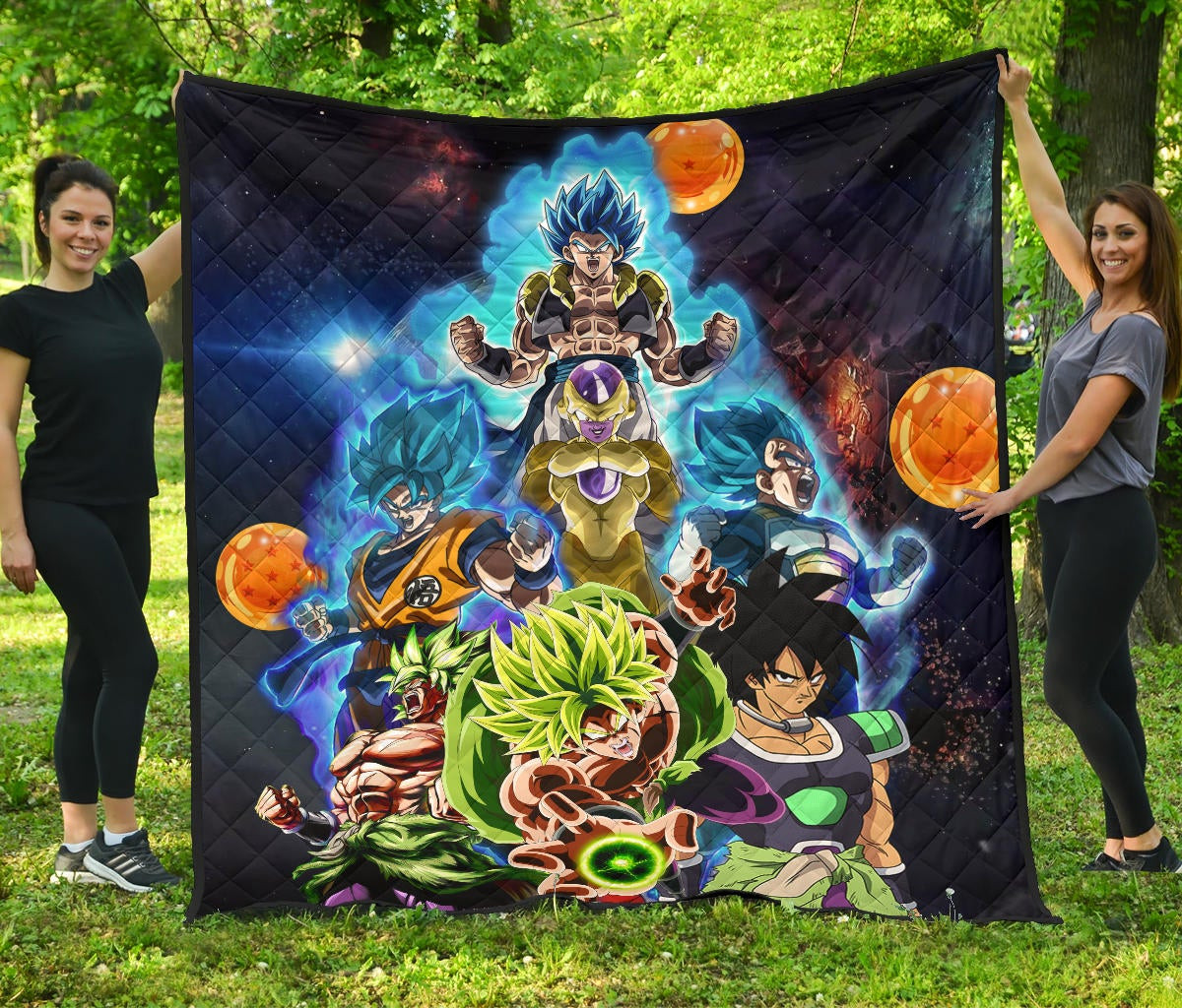 Dragon Ball Anime Db Super Saiyan Power Blue Vapor Galaxy Premium Quilt Blanket