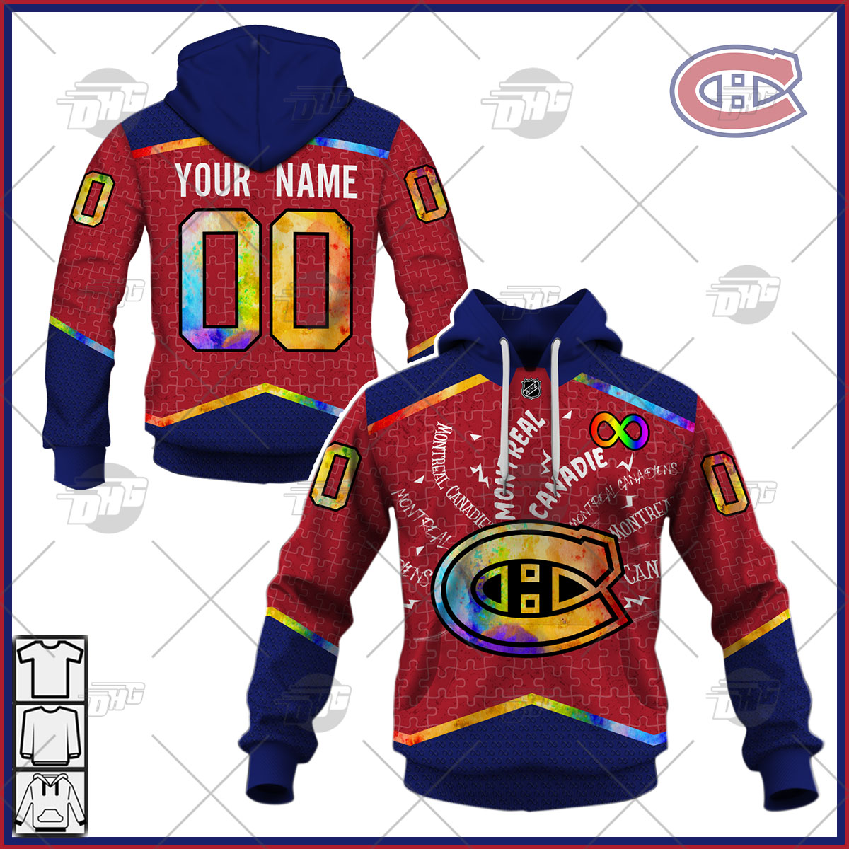 Personalized Montreal Canadiens Jersey Custom Autism Hoodie Personalize Hoodie