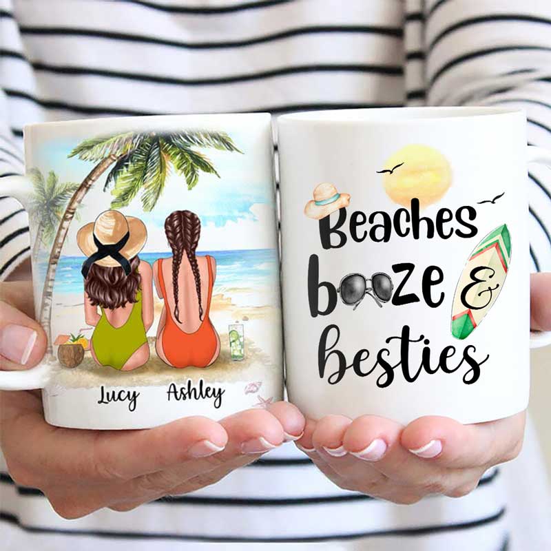 Beaches Booze And Besties Personalized AOP Mug