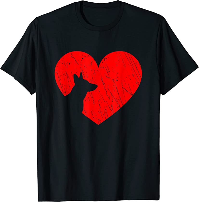 Valentines Day Retro Hearts German Shepherd Dog Puppy Lover T-Shirt