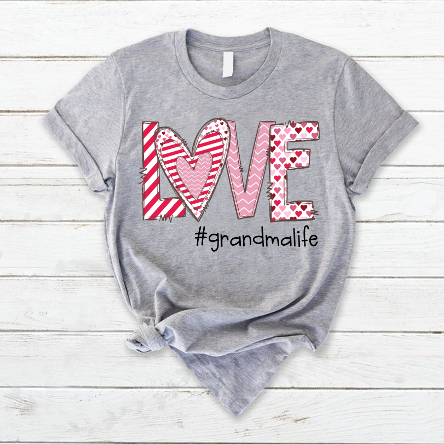 Love Heart Art Valentine Grandma Life Shirt