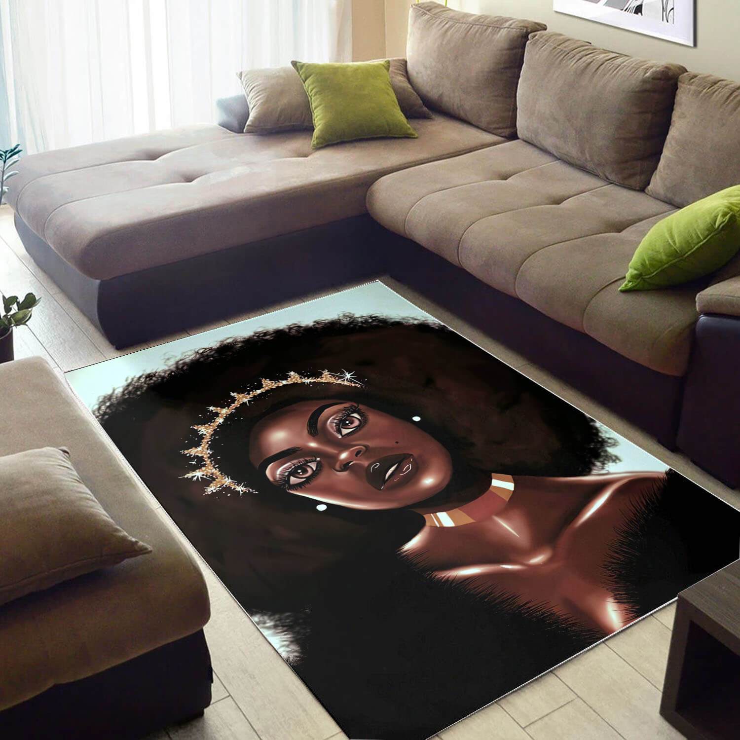 Afrocentric Area Rugs Beautiful Afro Lady African American Carpet African Themed House Decor WBG14216