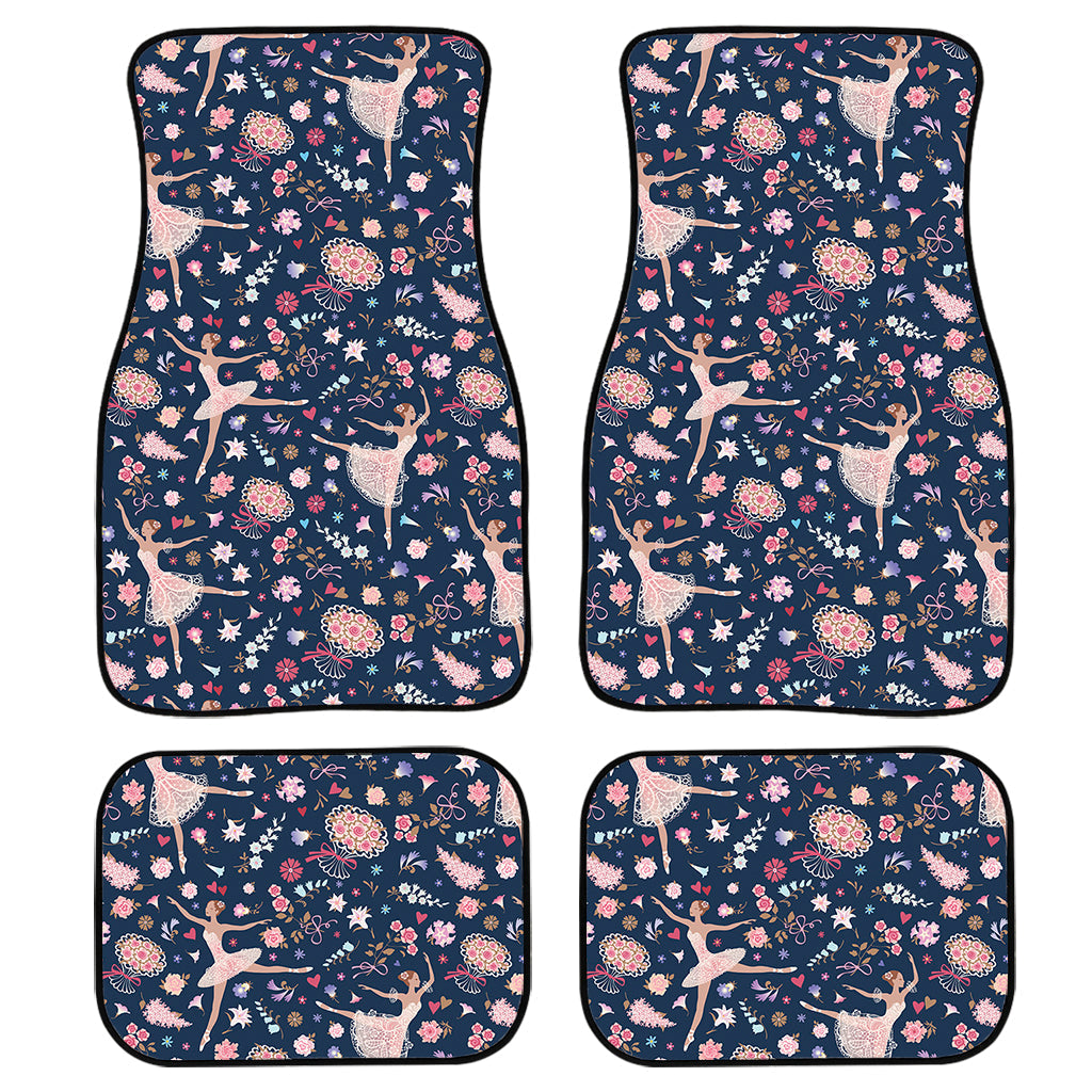 Floral Ballet Pattern Print Front And Back Car Floor Mats, Front Car Mat