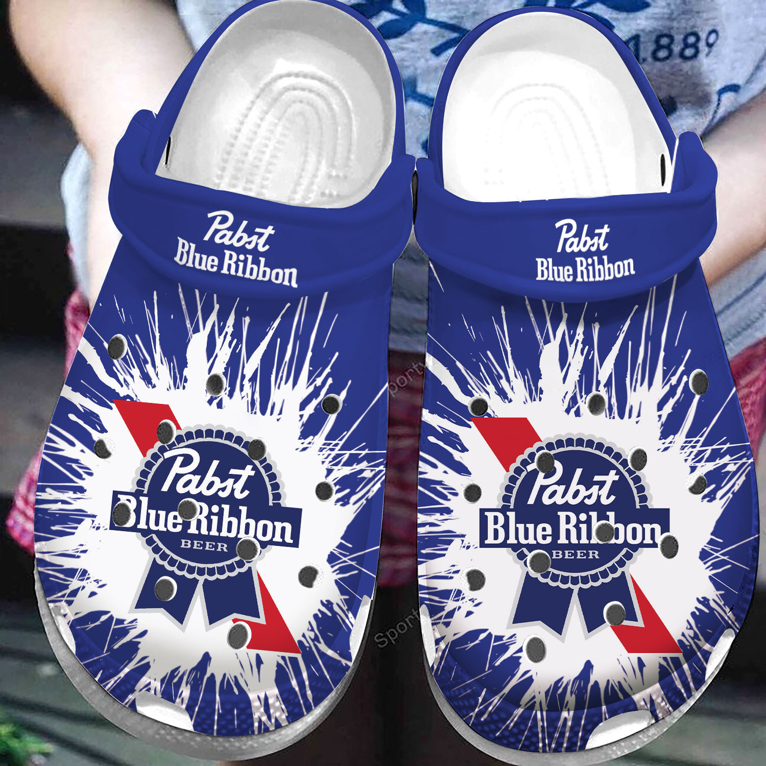 Pabst Blue Ribbon Beer Clogs Shoes