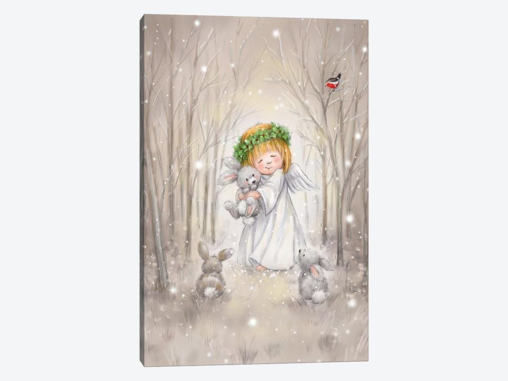 Angel with Rabbit Canvas Poster 8″x12″ 12×18″ 18″x26″ 24″x36″ 30″x45″