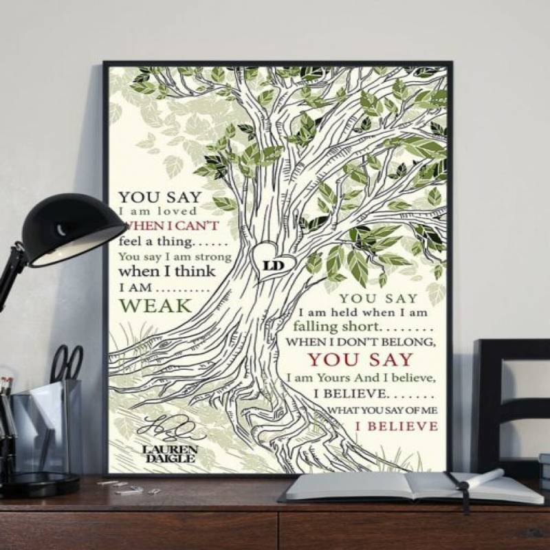 You Say Lauren Daigle Song Music Lyric Vintage Tree Poster Canvas Wall ...