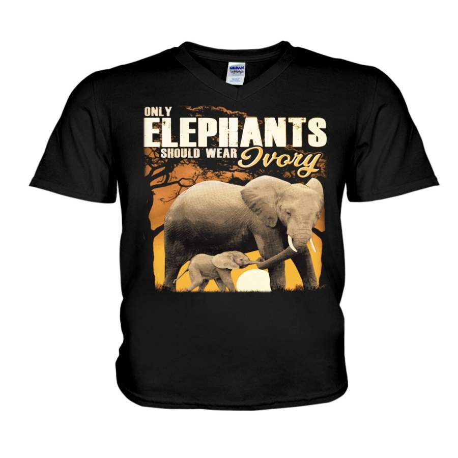 Only Elephants Should Wear Ivory Custom Design Guys V-Neck