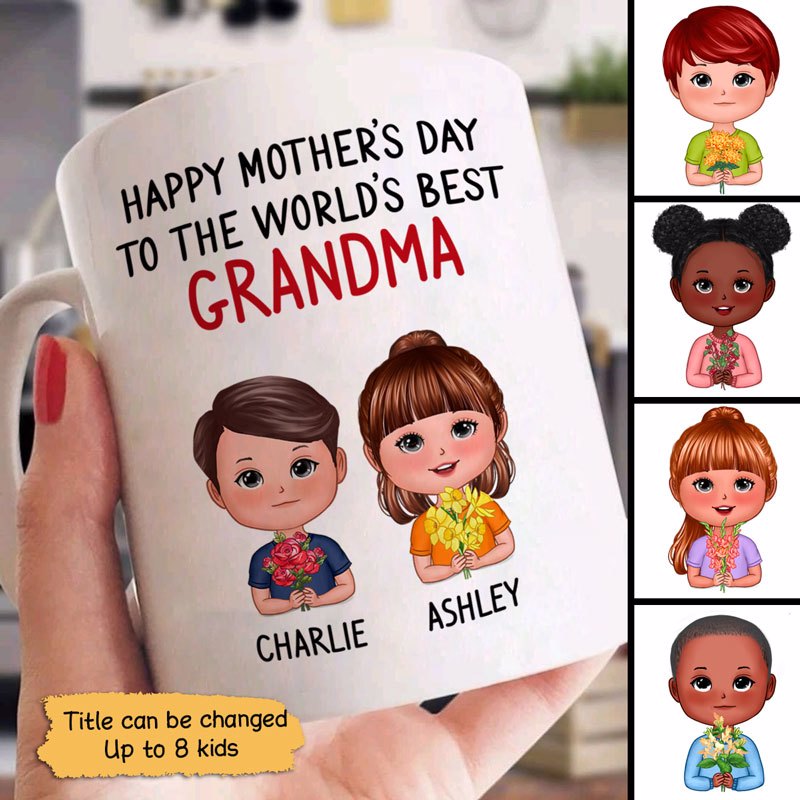 Happy Mother‘S Day Mom Grandma Doll Kids Personalized Mug