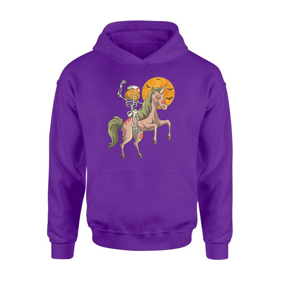 Zombie Unicorn Nurse Skeleton Scary Nurse RPN Halloween Hoodie