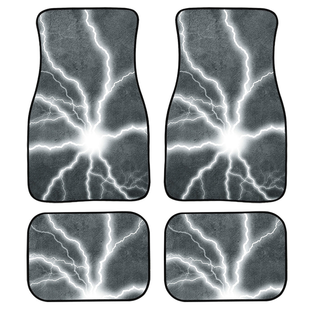 White Lightning Print Front And Back Car Floor Mats, Front Car Mat