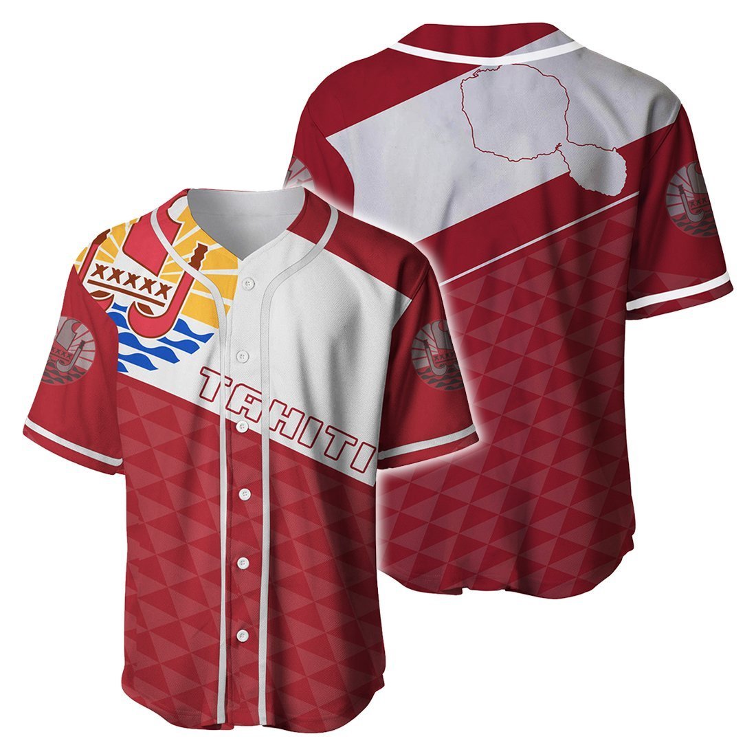 Tahiti Flag Stroke Style Baseball Jersey Shirt