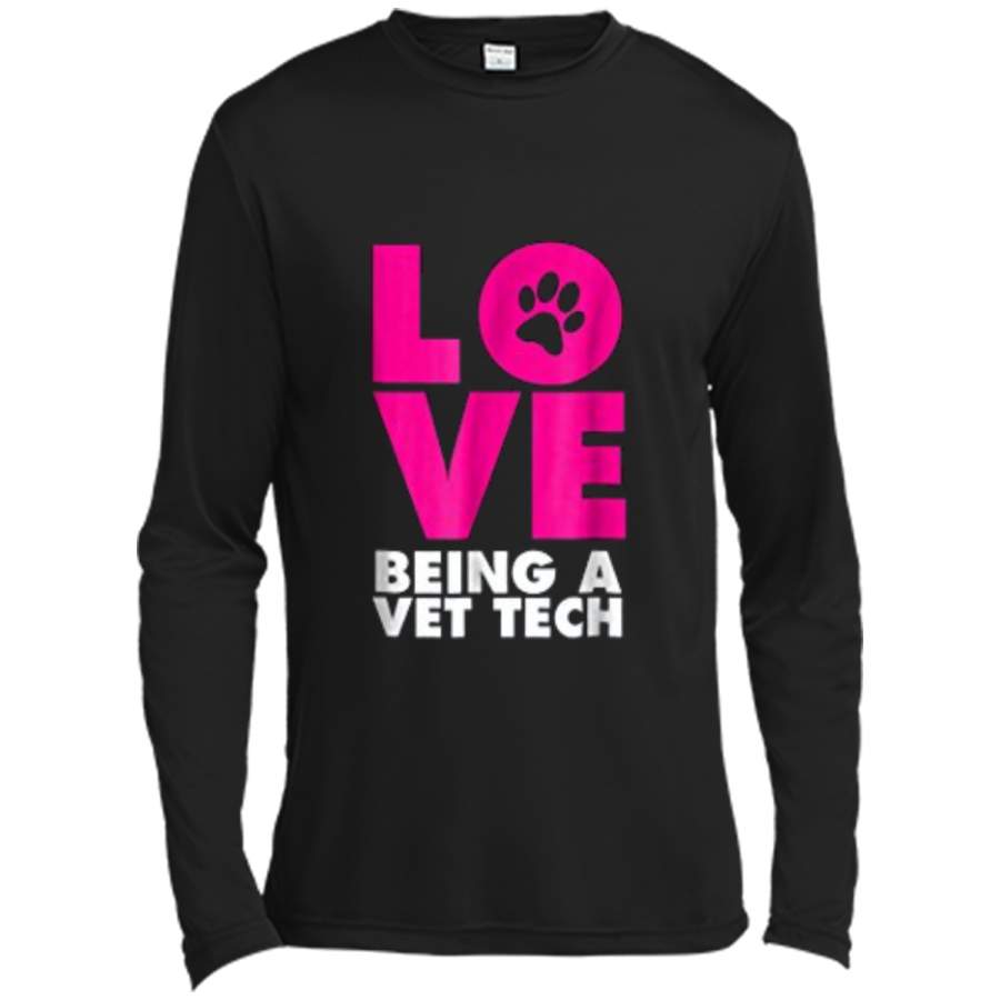 Animal Lovers Paw Print Vet Tech T-Shirt Long Sleeve Moisture Absorbing Shirt