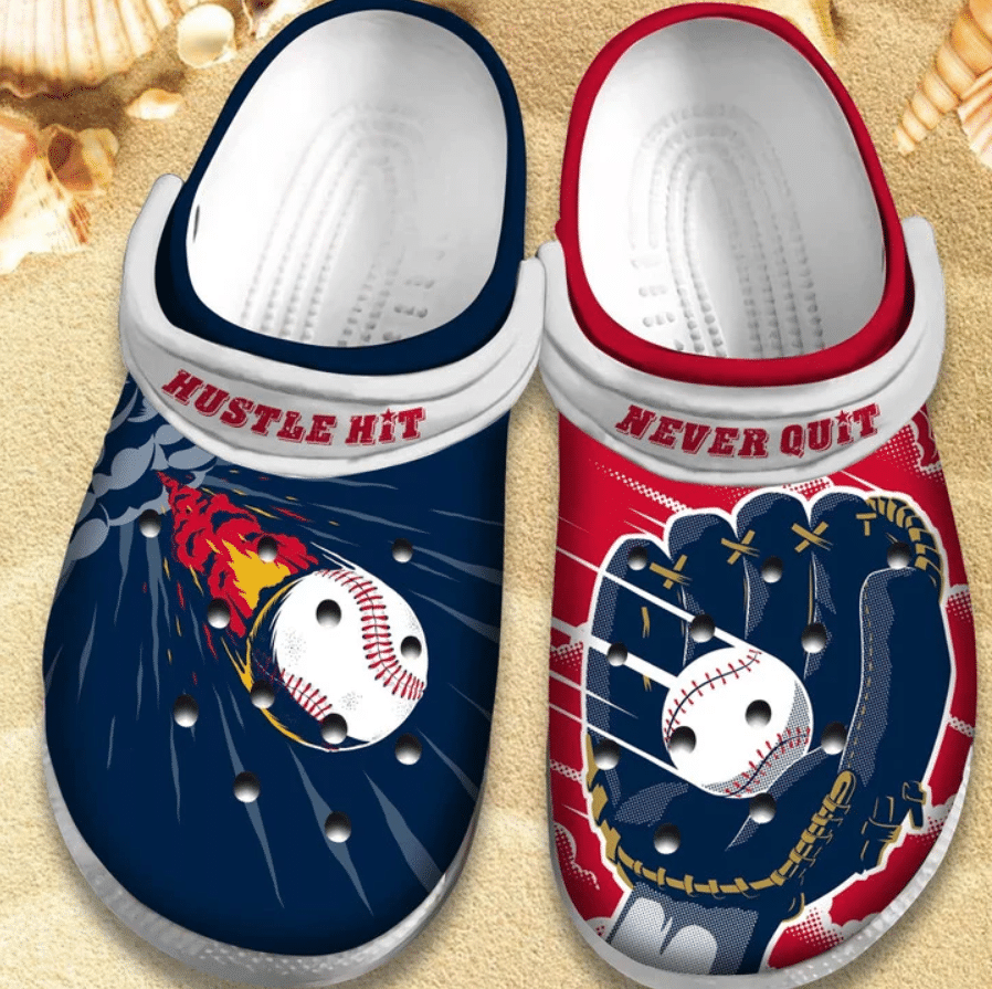Hustle Hit Never Quit Baseball Sport Clog Shoes #Dh