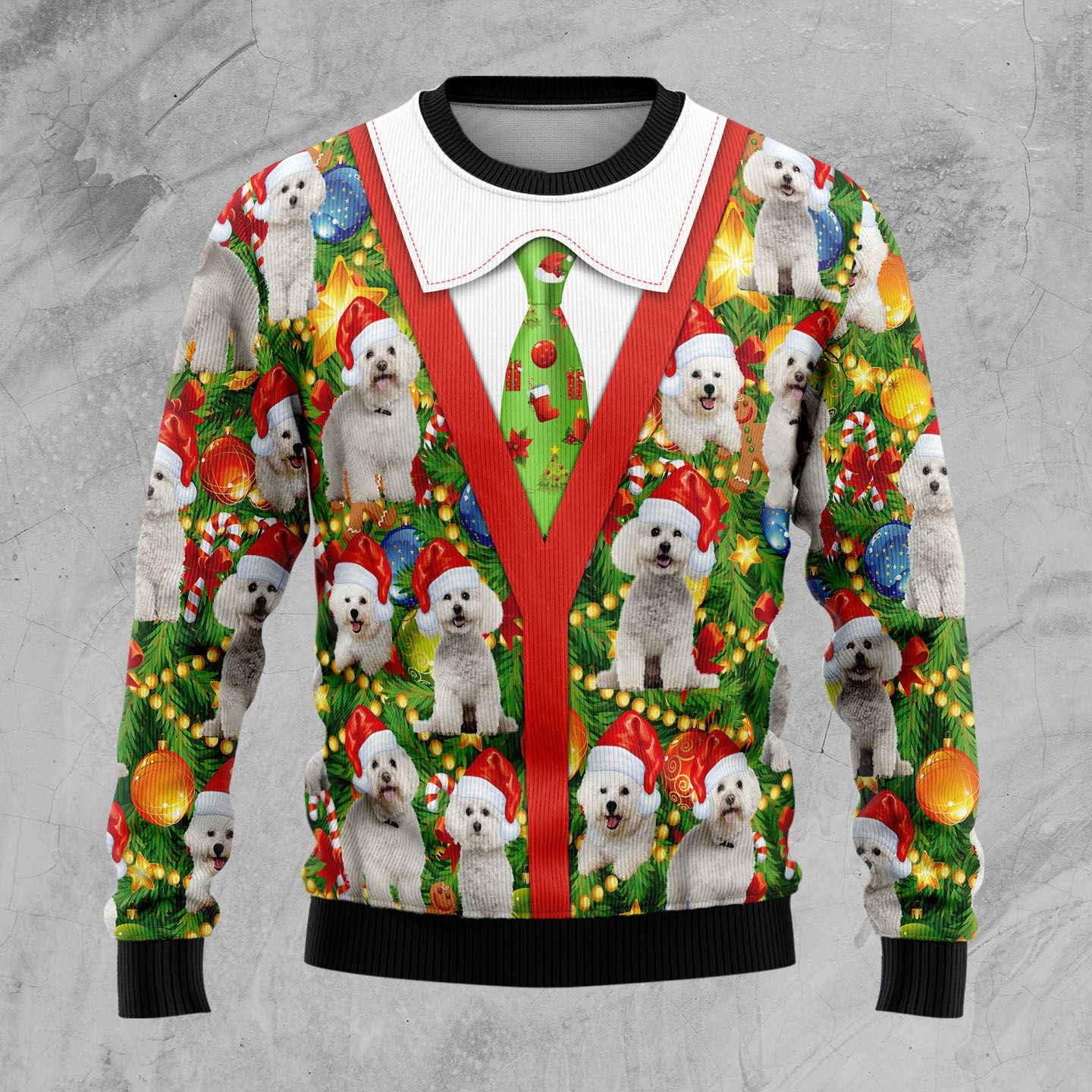 Bichon Xmas Pine Ugly Christmas Sweater | For Men & Women | Adult | Us5146