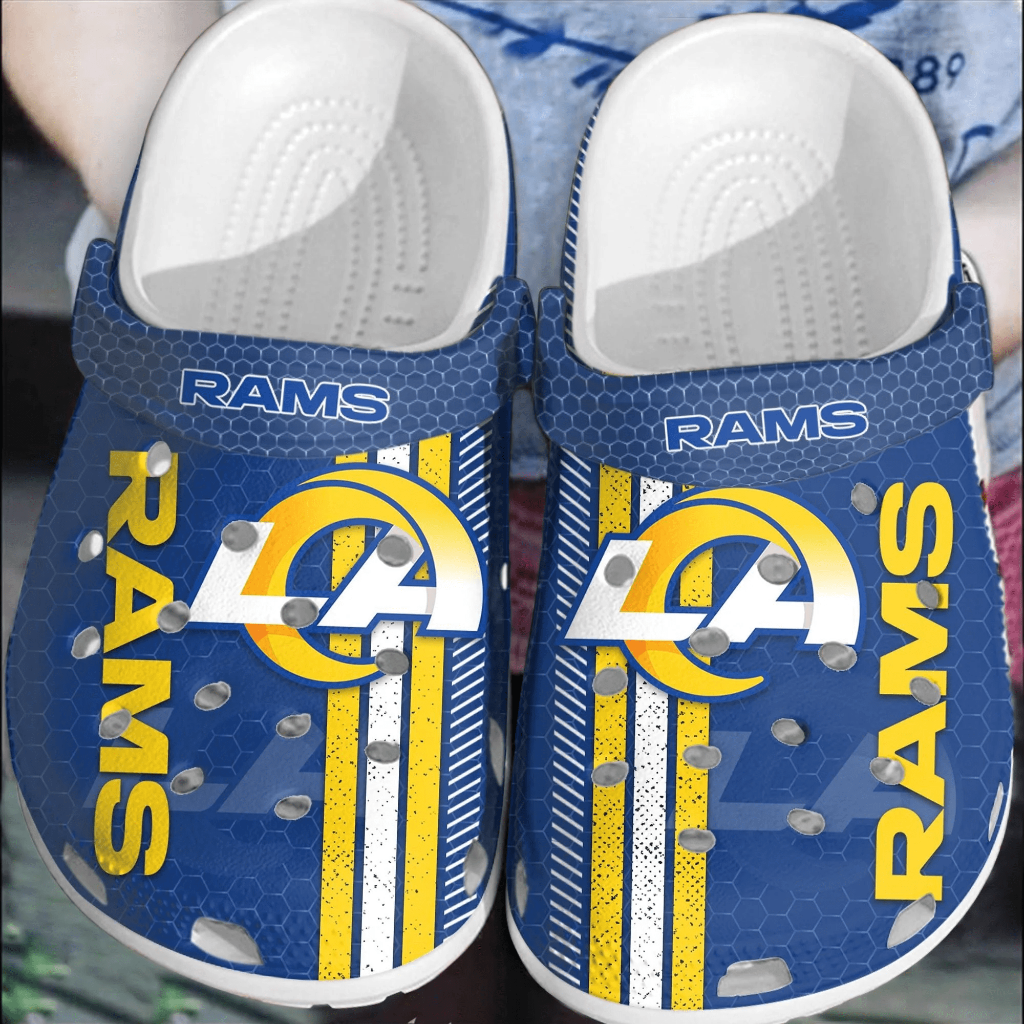 NFL LA Rams Football Clogs Comfortable Crocband Shoes For Men Women