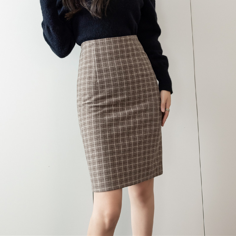 Women Plaid Office Pencil Skirts 2022 Elegant Fashion Winter High Waist Bodycon Skirt Sexy Korean Mid Length Y2k Skinny Skirt alx