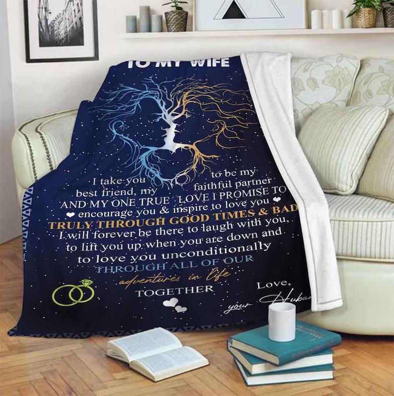 To My Wife Blanket,, I Will Forever Be There To Laugh With You,Gift For Wife Family Home Decor Bedding Couch Sofa Soft And Comfy Cozy