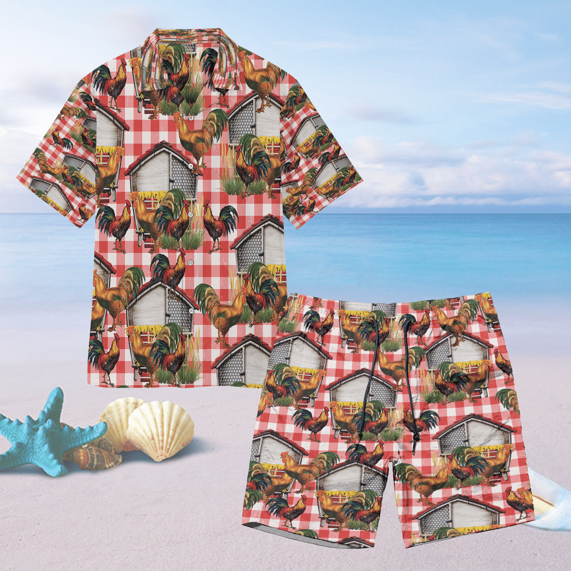 Rooster Unisex Hawaiian Shirt Beach Chicken Hawaiian Ha69048