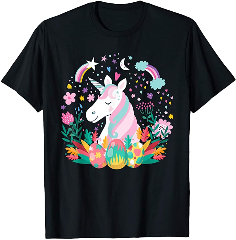 Cute Easter Unicorn Rainbow for Girls Kids Bunny Easter Eggs T-Shirt