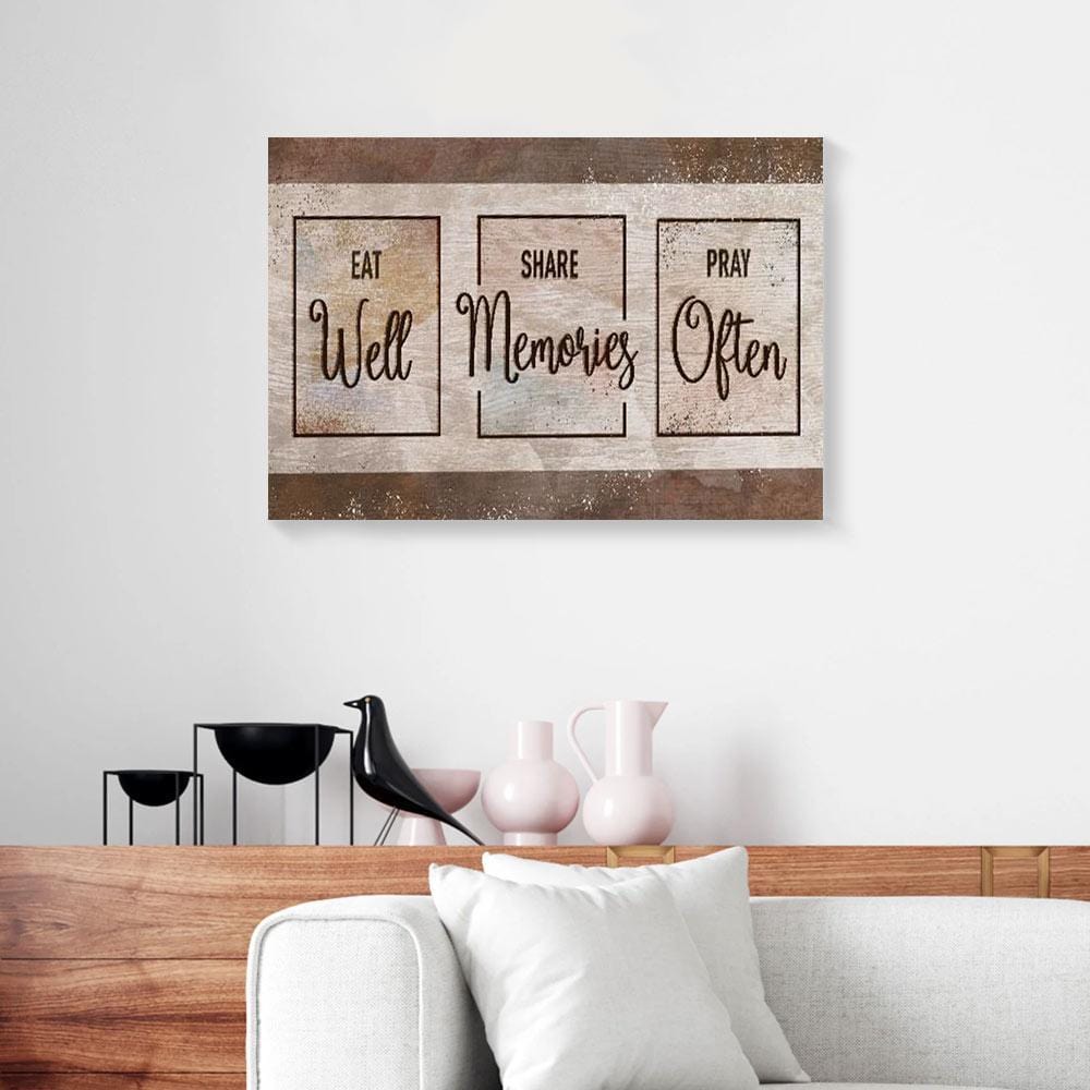 Canvas Art Prints Eat Well Share Memories Pray Often Vintage Christian Canvas Home Decor Canvas