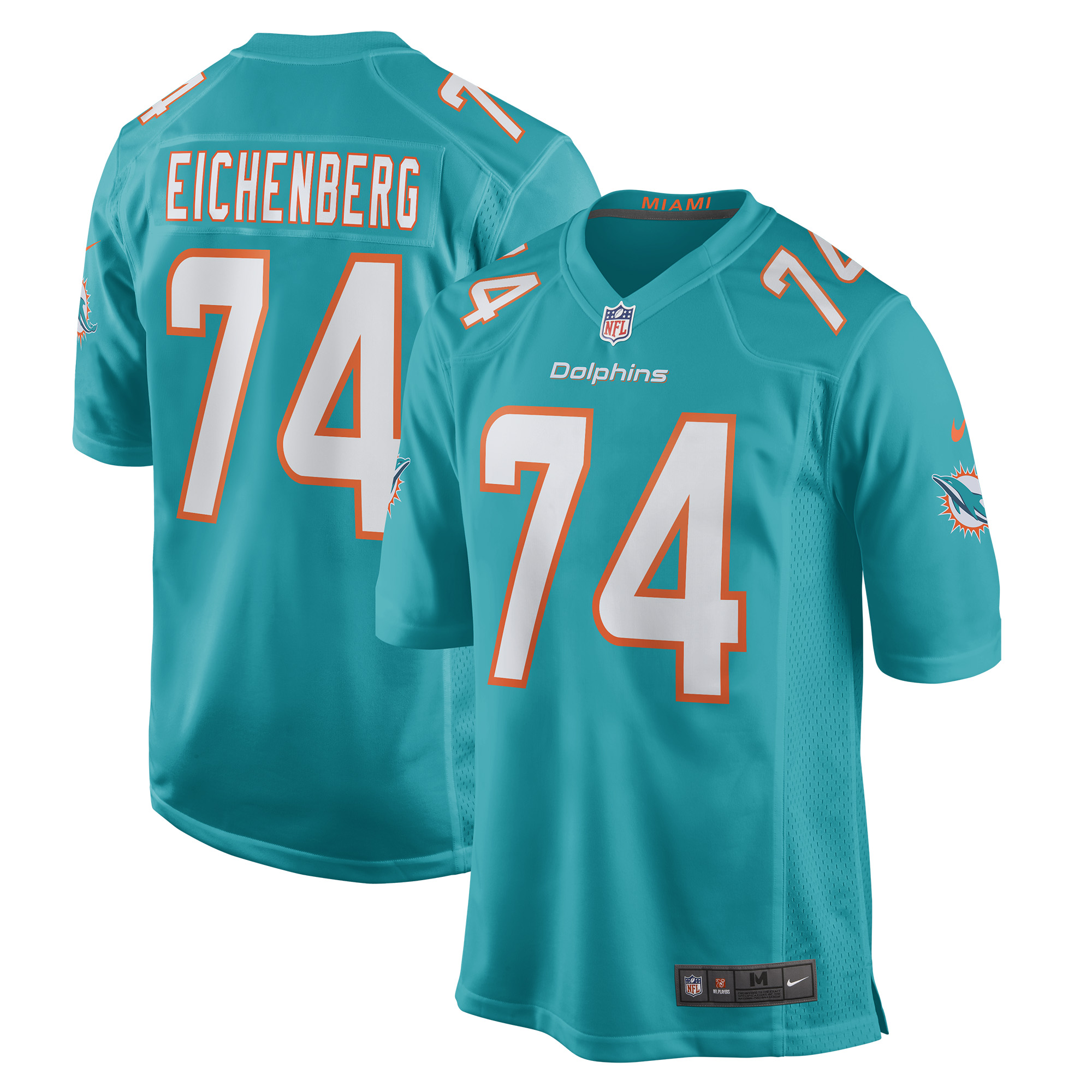 Liam Eichenberg Miami Dolphins Game Jersey – Aqua