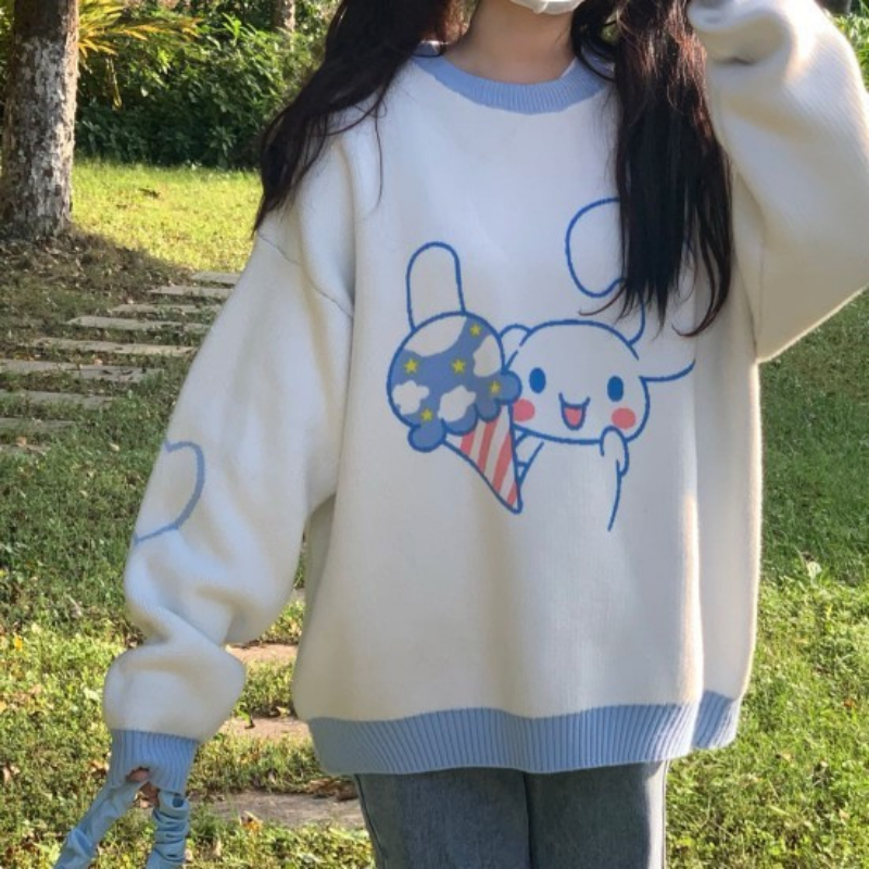 Kawaii Sweaters Women Cute Dog Jk Style Pullovers Preppy Korean Fashion Female Knitwear Spring Autumn Tops Outwear Jumper 2022 Alx Cozyhood Corner
