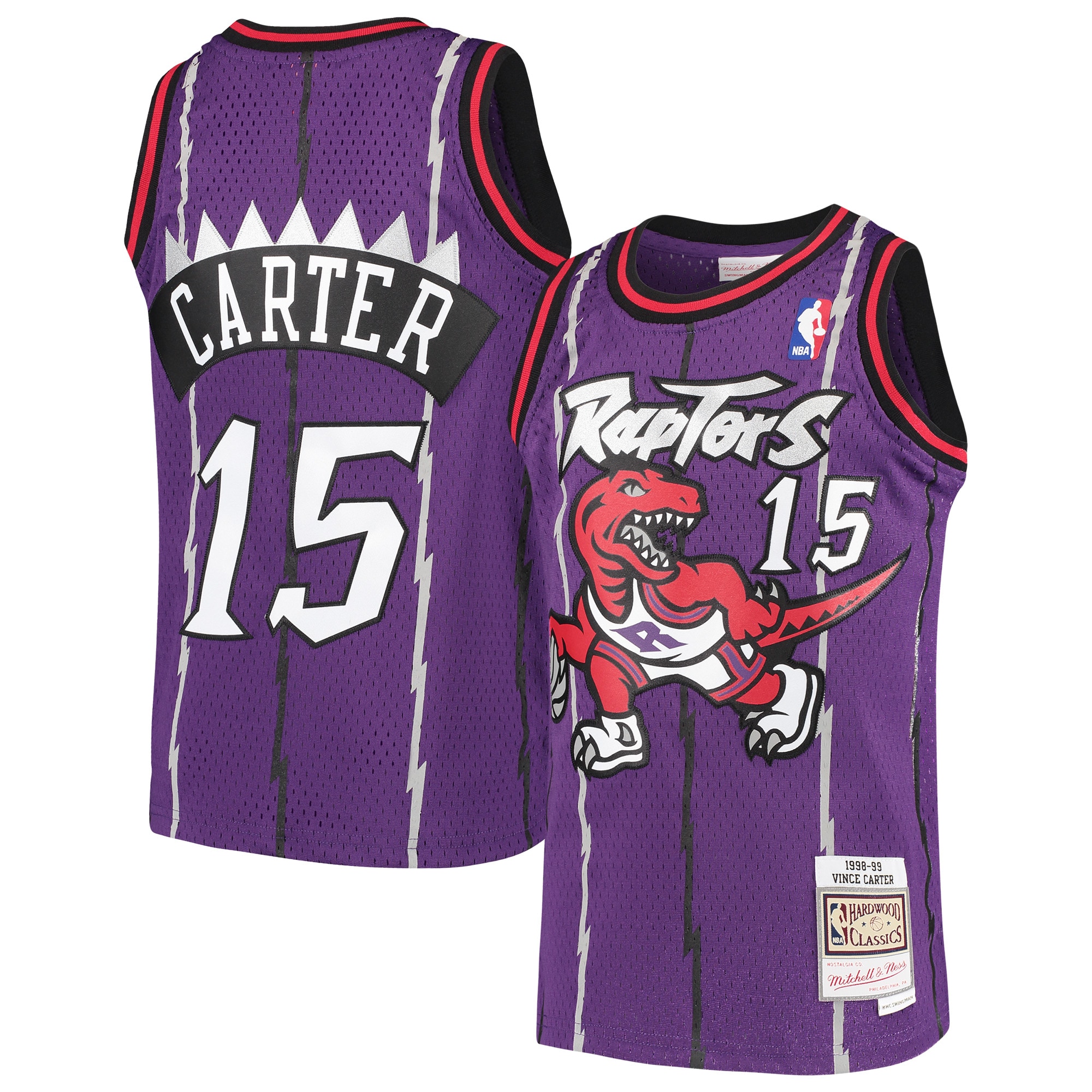 Vince Carter Toronto Raptors Mitchell & Ness Youth 1998/99 Hardwood Classics Swingman Throwback Jersey – Purple