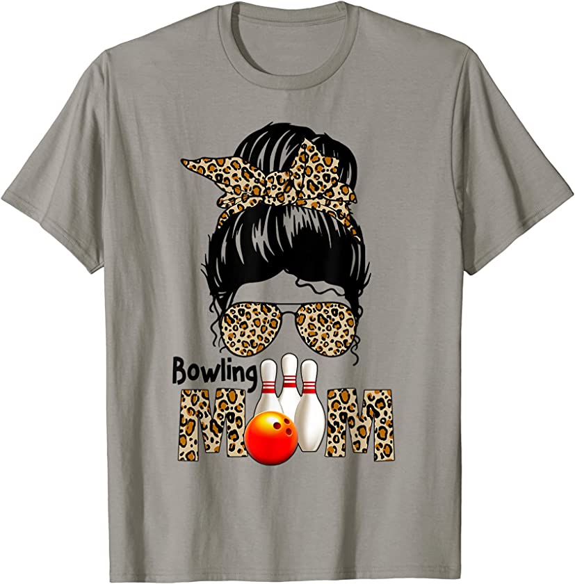 Bowling Mom Cute Leopard Cheetah Print Women Mama Funny T-Shirt